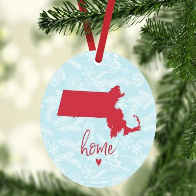MDF Ornament Massachusetts Home Blue/Red Image 2