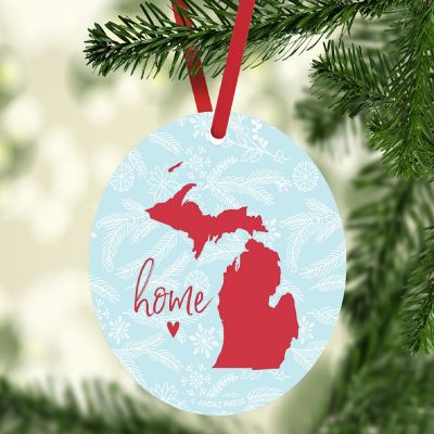 MDF Ornament Michigan Home Blue/Red Image 1