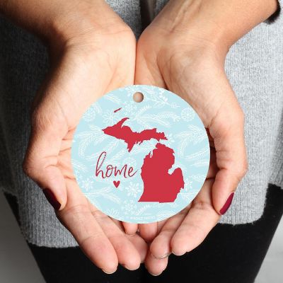 MDF Ornament Michigan Home Blue/Red Image 1