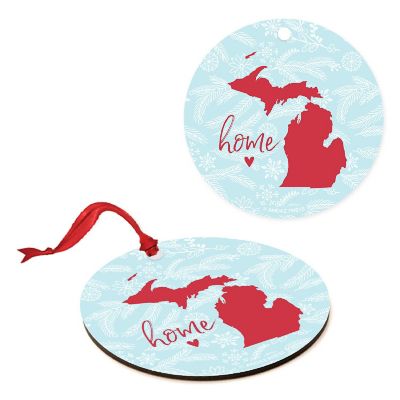 MDF Ornament Michigan Home Blue/Red Image 2