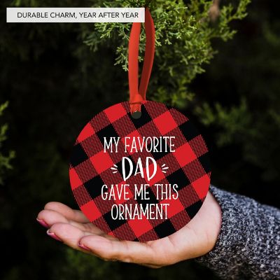 MDF Ornament My Favorite Dad Red Plaid Image 2