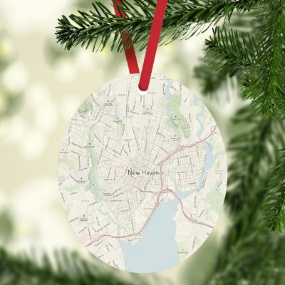 MDF Ornament New Haven Connecticut Map Image 1