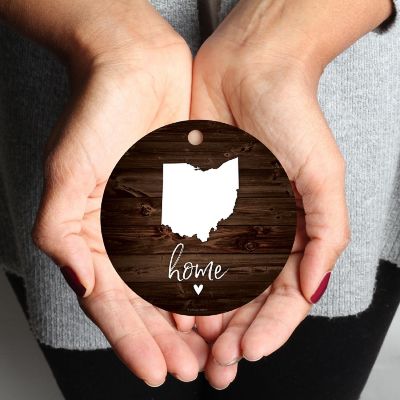 MDF Ornament Ohio Home, Rustic Dark Wood Image 1