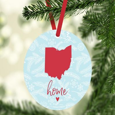 MDF Ornament Ohio Home Winter Blue/Red Image 1