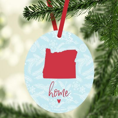 MDF Ornament Oregon Home Winter Blue/Red Image 1