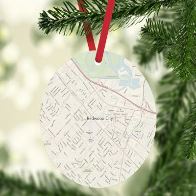 MDF Ornament Red City California Map Image 1