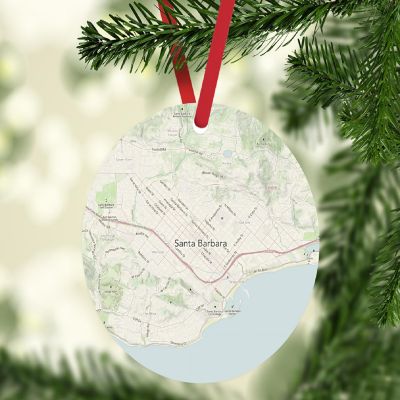 MDF Ornament Santa Barbara Cali Map Image 1