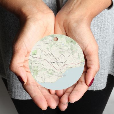 MDF Ornament Santa Barbara Cali Map Image 1