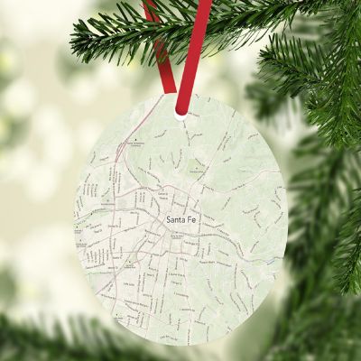 MDF Ornament Santa Fe New Mexico Map Image 1