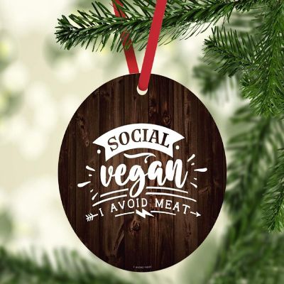 MDF Ornament Social Vegan I Avoid Meat Image 1