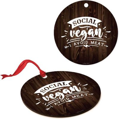 MDF Ornament Social Vegan I Avoid Meat Image 3