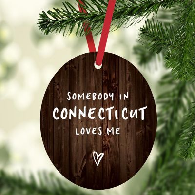 MDF Ornament Somebody Connecticut Loves Image 1
