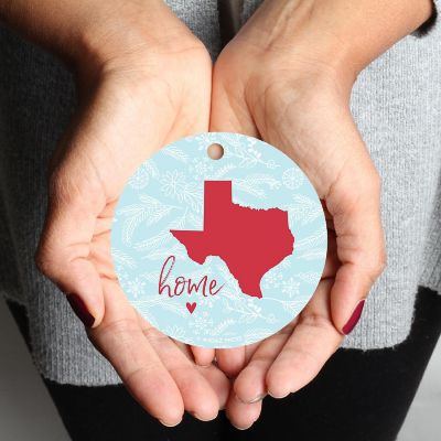 MDF Ornament Texas Home Winter Blue/Red Image 1