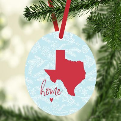 MDF Ornament Texas Home Winter Blue/Red Image 2