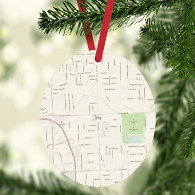 MDF Ornament Troy Michigan Map Image 1