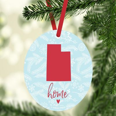 MDF Ornament Utah Home Winter Blue/Red Image 1