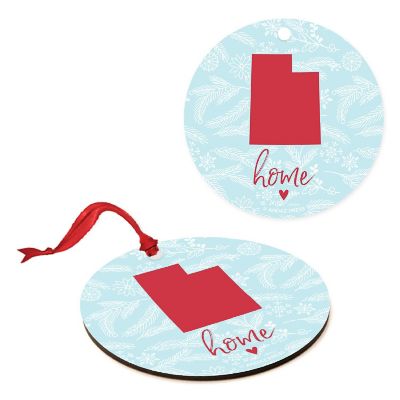 MDF Ornament Utah Home Winter Blue/Red Image 1