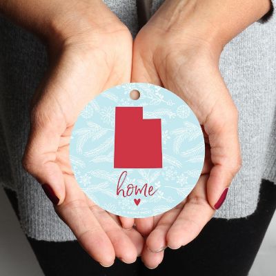 MDF Ornament Utah Home Winter Blue/Red Image 2