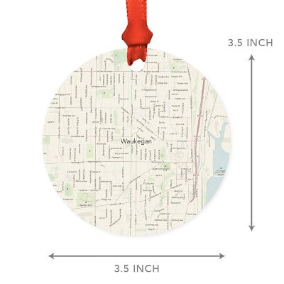 MDF Ornament Waukegan Illinois Map Image 2