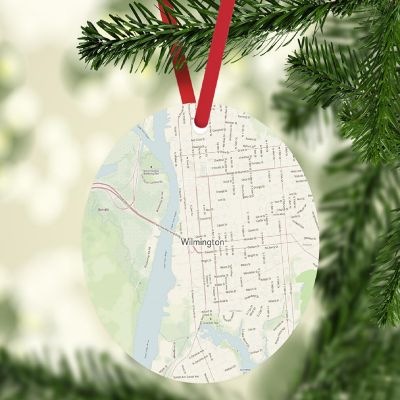 MDF Ornament Wilmington N. Carolina Map Image 1