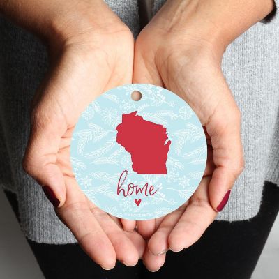 MDF Ornament Wisconsin Home Blue/Red Image 1