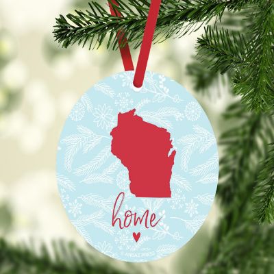 MDF Ornament Wisconsin Home Blue/Red Image 1