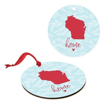 MDF Ornament Wisconsin Home Blue/Red Image 3