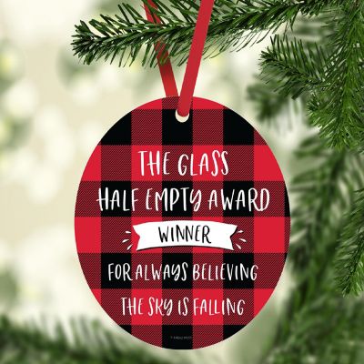 MDF Wood Ornament  Glass Half Empty Image 1