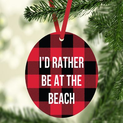 MDF Wood Ornament  Rather Be at Beach Image 1