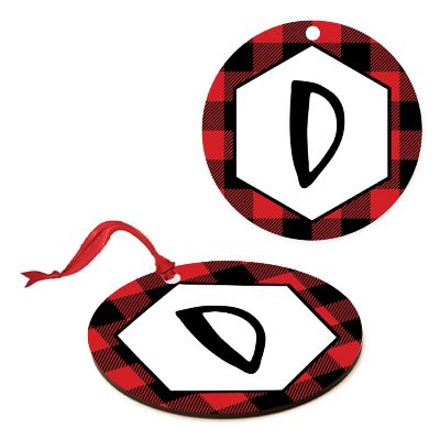 MDF Wood Ornament Red Plaid Letter D Image 1