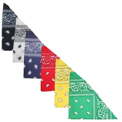 Mechaly Pack of 8 Paisley Cotton Dog Bandana Triangle Shape  - Fits Most Pets (Red) Image 1