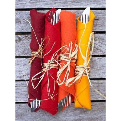 Mechaly Polyester Sewn Edges XL Solid Bandana - 27 x 27 Inches - 5 Pack (Orange) Image 1