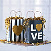 Medium Black & Gold Glitter Wedding Love Kraft Paper Gift Bags - 12 Pc. Image 1
