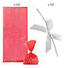 Medium Red Cellophane Bags with White Bow Kit for 50 Image 1