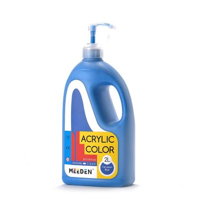 MEEDEN Cerulean Blue Acrylic Paint with Pump Lid, 1/2 Gallon (2L /67.6 oz.) Heavy-Body Non-Toxic Rich Pigment Color, Perfect for Art Class Image 1