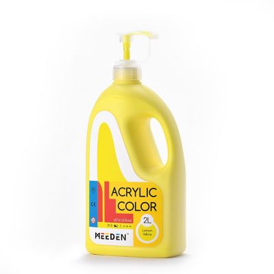 MEEDEN Lemon Yellow Acrylic Paint with Pump Lid, 1/2 Gallon (2L /67.6 oz.) Heavy-Body Non-Toxic Rich Pigment Color, Perfect for Art Class Image 1