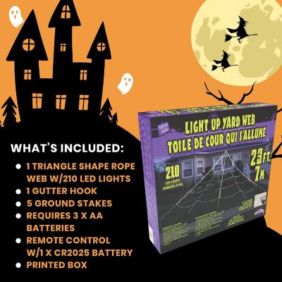 Mega 24 Foot Light-Up 210 LED Yard Web Halloween Decor Image 2
