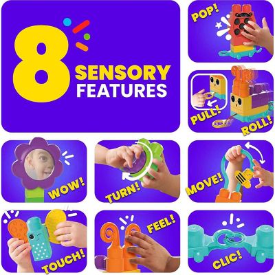 MEGA BLOKS Fisher Price 24 Piece Sensory Building Blocks Toy, Move N Groove Caterpillar Train Image 2