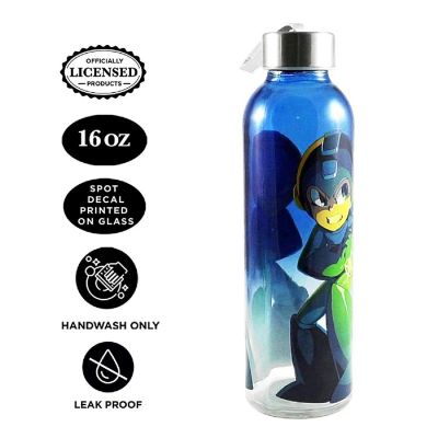 Mega Man 20oz Glass Water Bottle Image 2