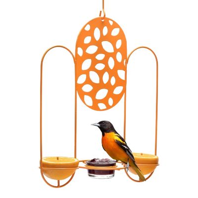 Mekkapro - Orange Metal Bird Feeder, Temple Oriole Feeder for Outdoors Image 1