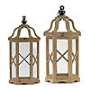 Melrose International Iron and Wood Lantern (Set of 2)-Metal Accent Image 1