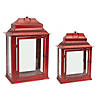 Melrose International Traditional Red Metal Lantern (Set of 2) Image 1