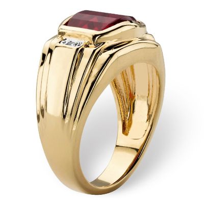 Men's 2.77 TCW Red Ruby Gold-Plated Ring Size 10 Image 1