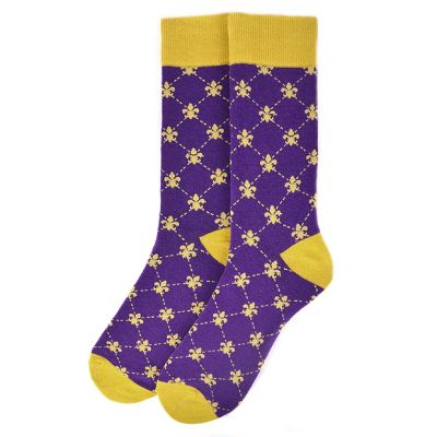 Men's Cotton Mardi Gras Socks - Fleur De Lis Pattern Image 1