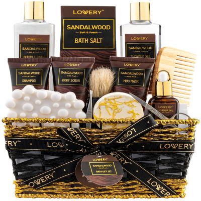 Mens Gift Set - 14 Pc Sandalwood Bath Gift Set - Personal Self Care Kit Image 1