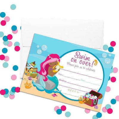 Mermaid Invitations (dark) 40pc. by AmandaCreation Image 1