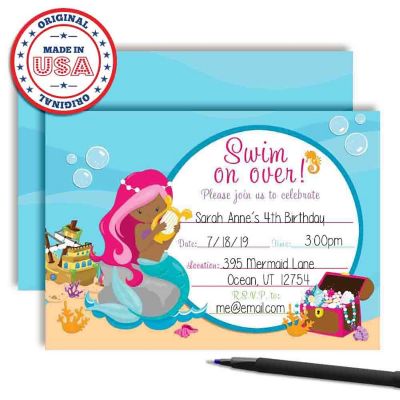 Mermaid Invitations (dark) 40pc. by AmandaCreation Image 2