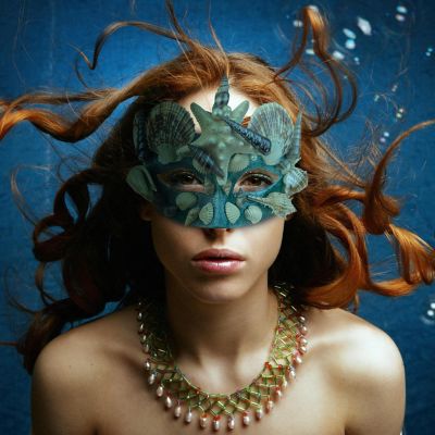 Mermaid Masquerade Costume Mask  Aqua Image 2