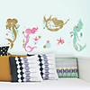 Mermaid Peel & Stick Wall Decals With Gltter Image 2