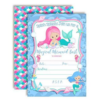 Mermaids with Frilly Seashells Invitations 40pc. by AmandaCreation Image 1
